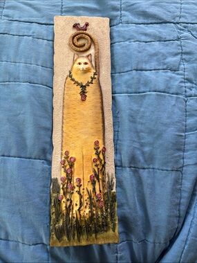 Vintage e Smithsonian  Yellow Cat Wall Plaque - Decorative Pet Art